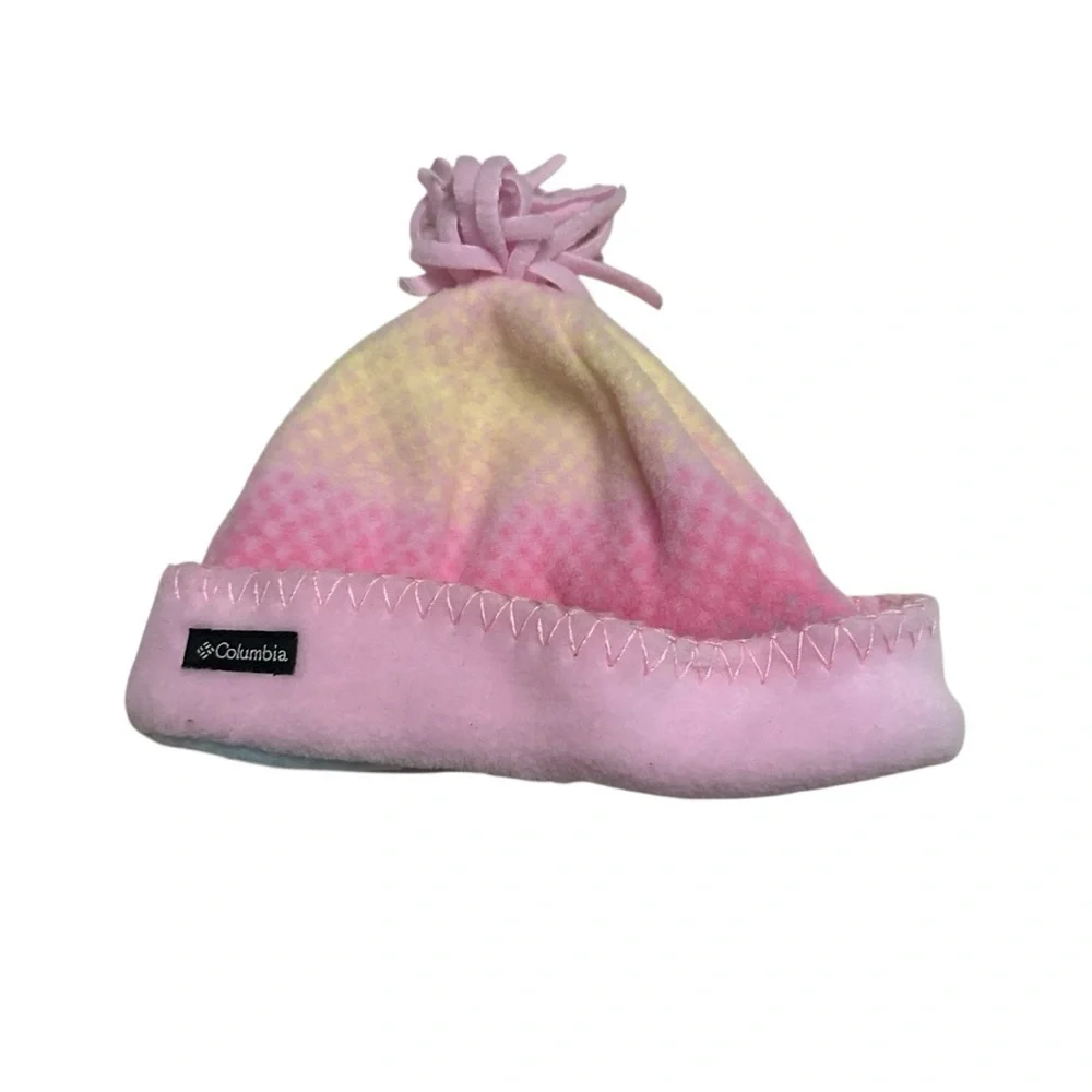 Columbia Kids Pink and Yellow Fleece Beanie